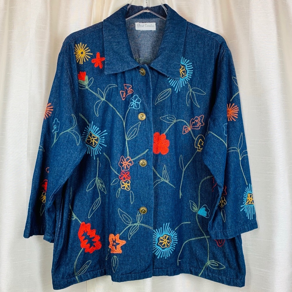 Vintage Great Cavalier Embroidered Denim Smock